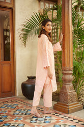 DC-0415 PINK 2PCS  EMBROIDERED KURTA WITH TROUSER